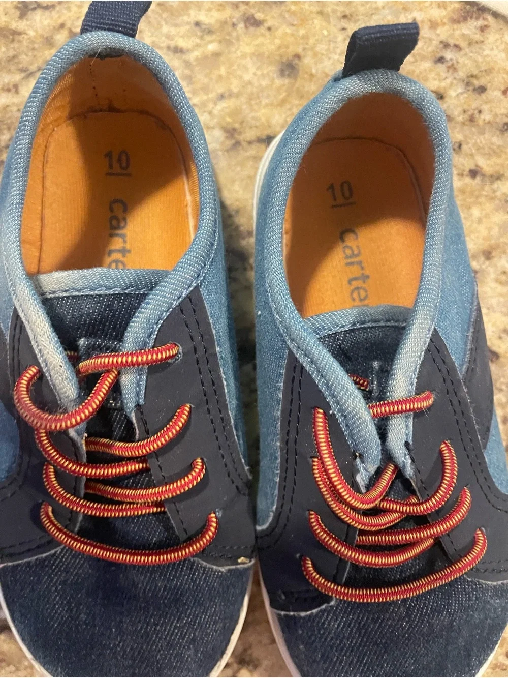 Carter's Denim & Navy Kids Sneakers with Orange Laces